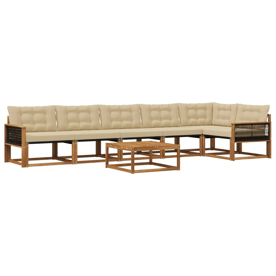 Ensemble de canapés d'extérieur 7 pcs Naturel et Beige - 2