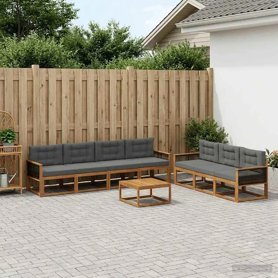 Ensemble de canapés d'extérieur 8 pcs Naturel et Anthracite