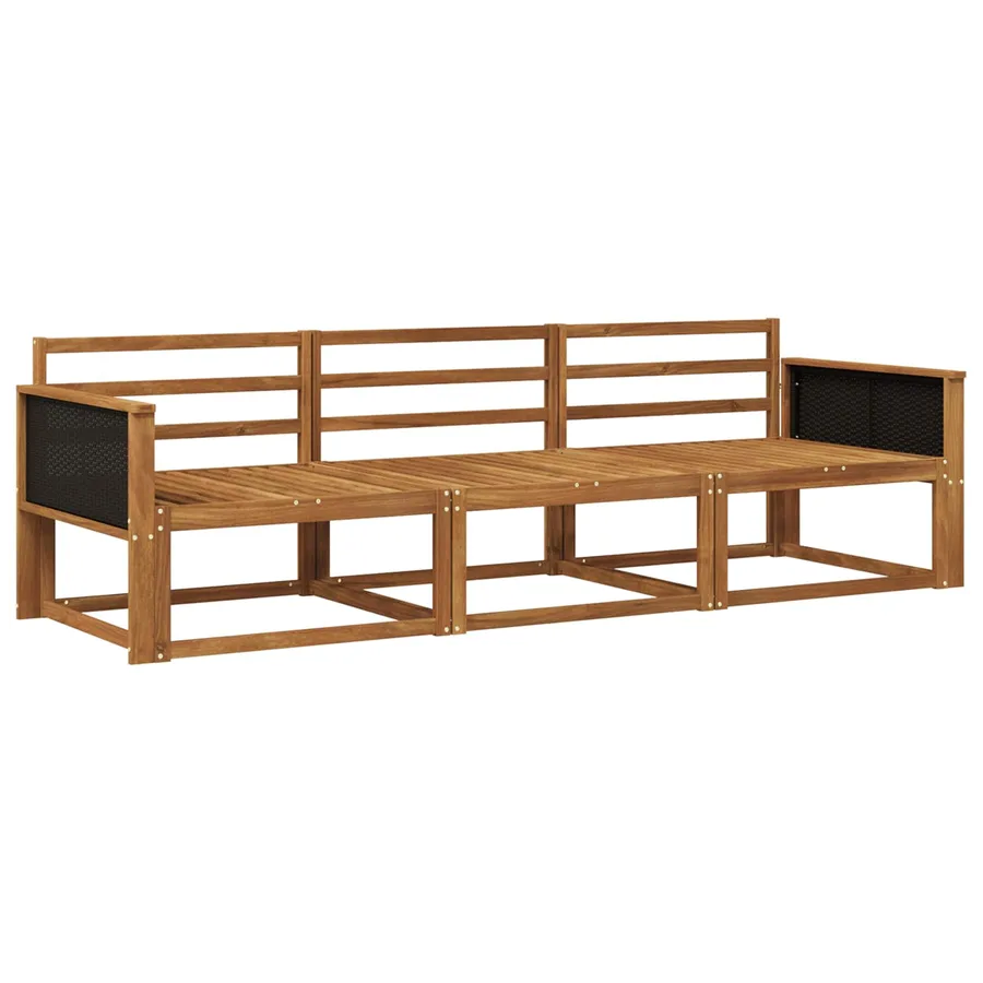 Ensemble de canapés d'extérieur 3 pcs Naturel - 2
