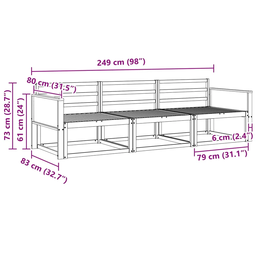 Ensemble de canapés d'extérieur 3 pcs Naturel - 5