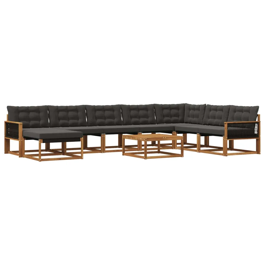 Ensemble de canapés d'extérieur 9 pcs Naturel et noir - 2