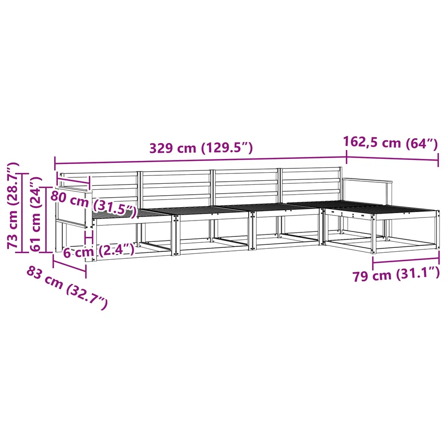Ensemble de canapés d'extérieur 5 pcs Naturel - 7