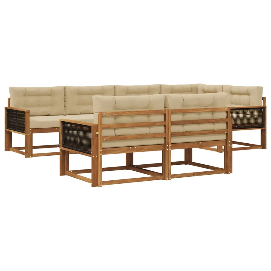 Ensemble de canapés d'extérieur 7 pcs Naturel et Beige - 2