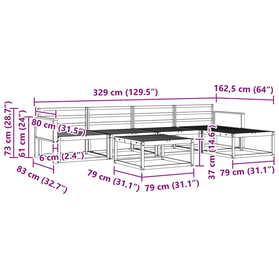 Ensemble de canapés d'extérieur 6 pcs Naturel - 8
