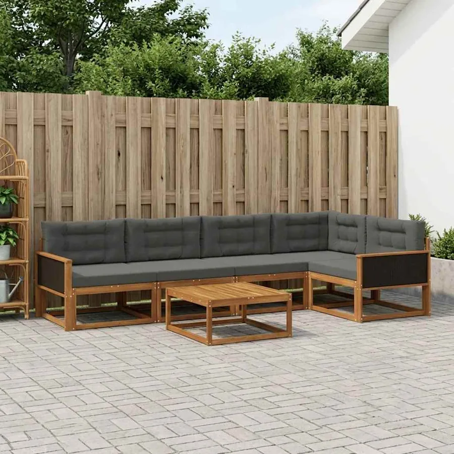 Ensemble de canapés d'extérieur 6 pcs Naturel et Anthracite