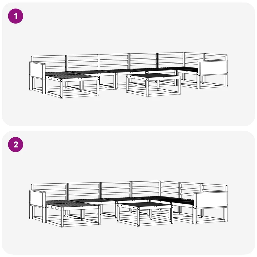 Ensemble de canapés d'extérieur 8 pcs Naturel - 9