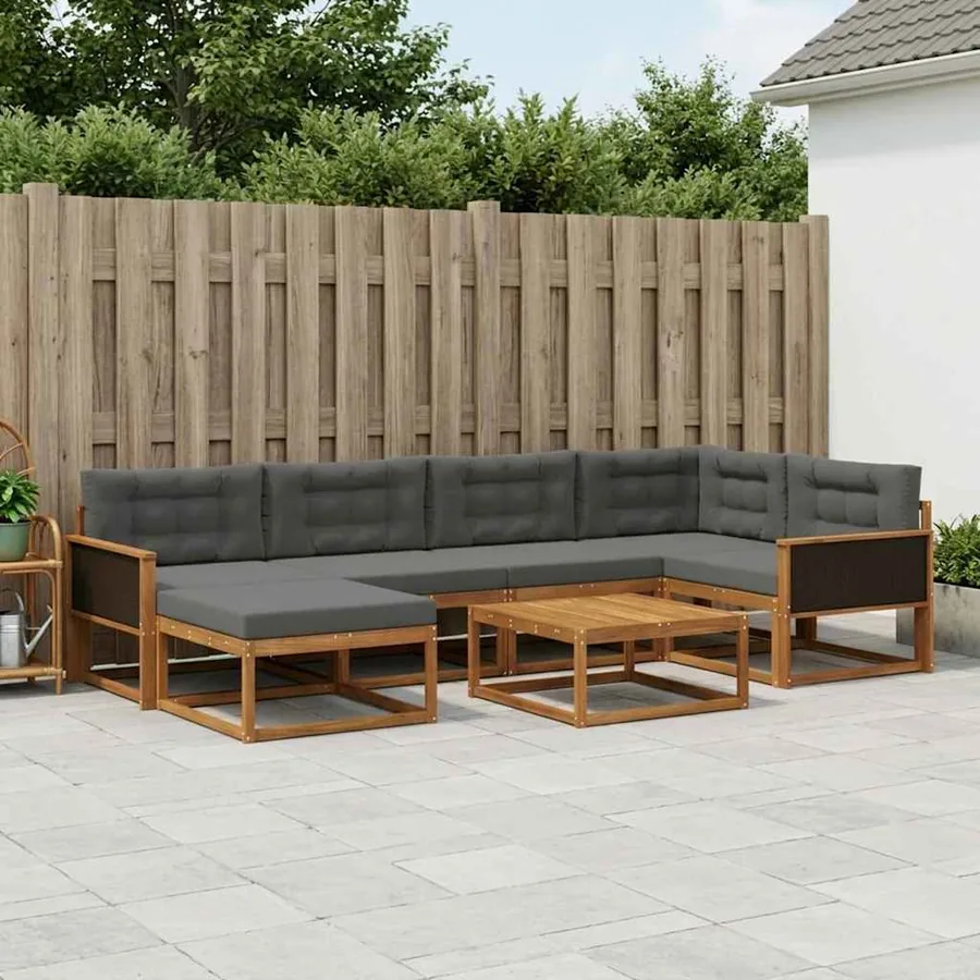 Ensemble de canapés d'extérieur 7 pcs Naturel et Anthracite