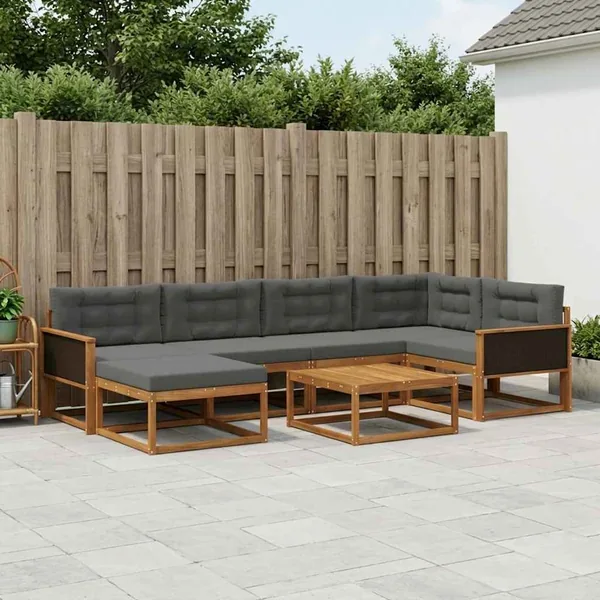Ensemble de canapés d'extérieur 7 pcs Naturel et Anthracite