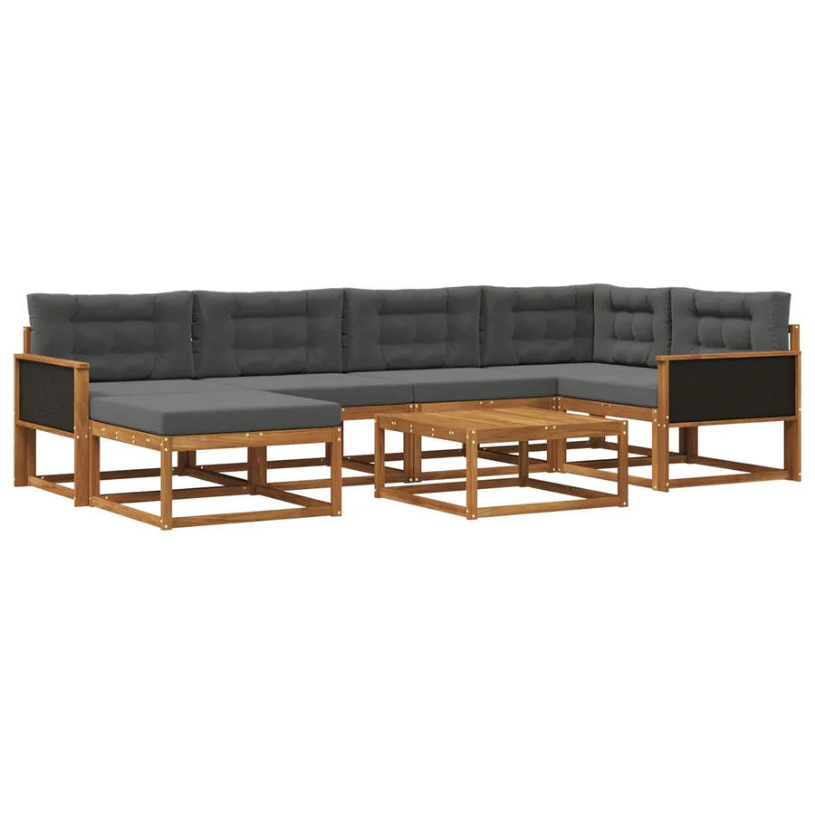 Ensemble de canapés d'extérieur 7 pcs Naturel et Anthracite - 2