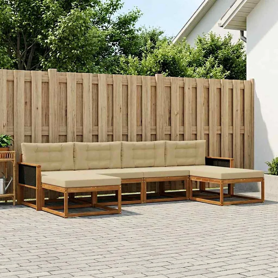 Ensemble de canapés d'extérieur 6 pcs Naturel et Beige