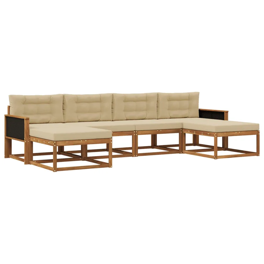 Ensemble de canapés d'extérieur 6 pcs Naturel et Beige - 2