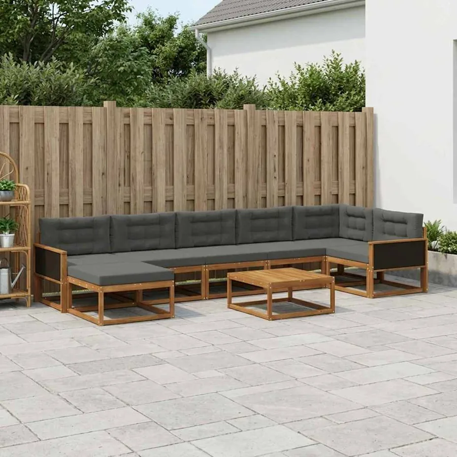 Ensemble de canapés d'extérieur 8 pcs Naturel et Anthracite