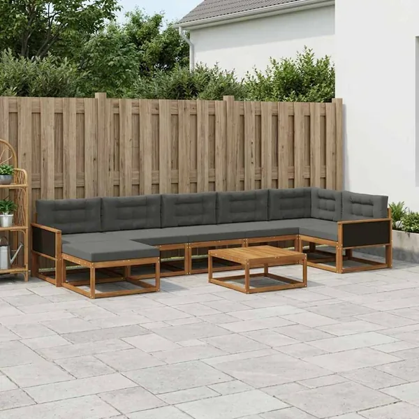 Ensemble de canapés d'extérieur 8 pcs Naturel et Anthracite