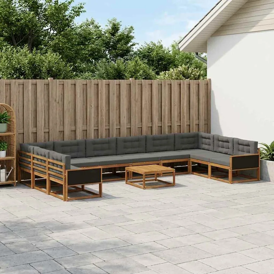 Ensemble de canapés d'extérieur 11 pcs Naturel et Anthracite