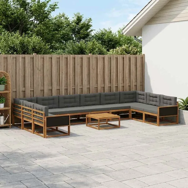 Ensemble de canapés d'extérieur 11 pcs Naturel et Anthracite