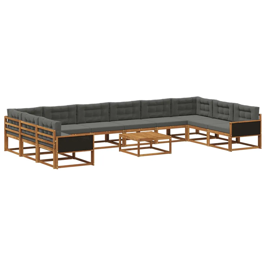Ensemble de canapés d'extérieur 11 pcs Naturel et Anthracite - 2
