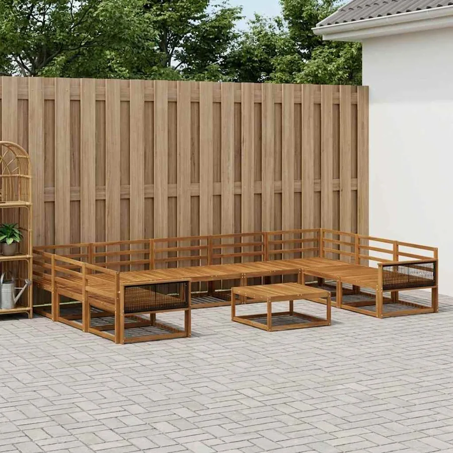 Ensemble de canapés d'extérieur 10 pcs Naturel