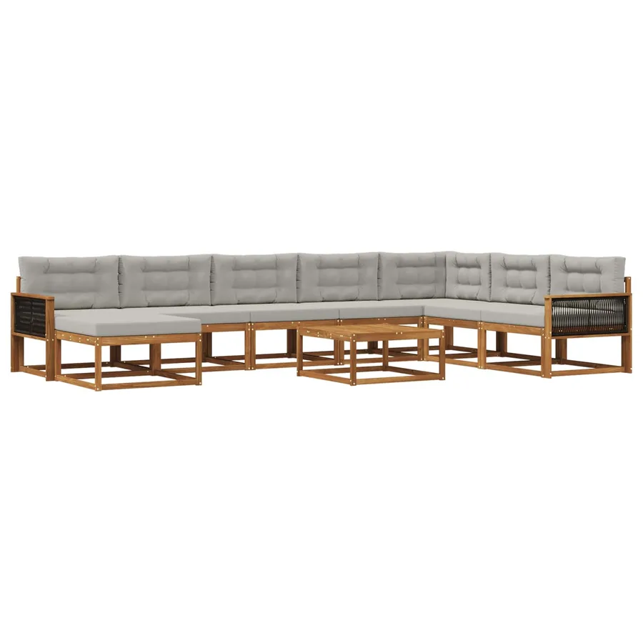 Ensemble de canapés d'extérieur 9 pcs Naturel et gris clair - 2