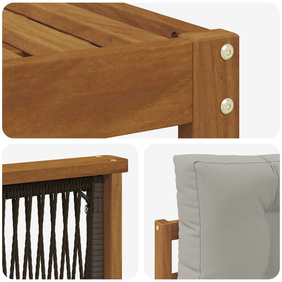Ensemble de canapés d'extérieur 9 pcs Naturel et gris clair - 7