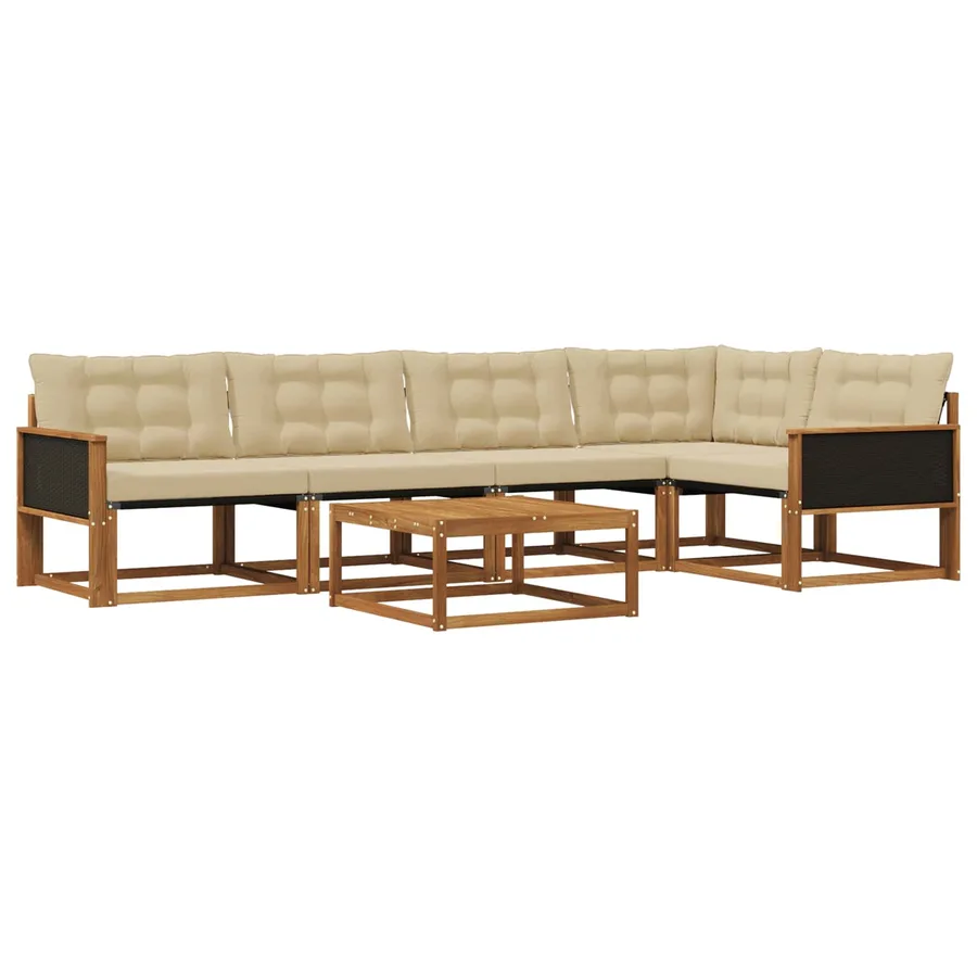 Ensemble de canapés d'extérieur 6 pcs Naturel et Beige - 2