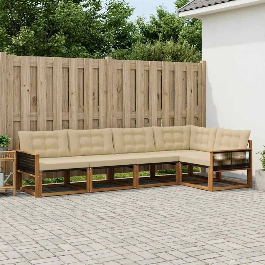 Ensemble de canapés d'extérieur 5 pcs Naturel et Beige