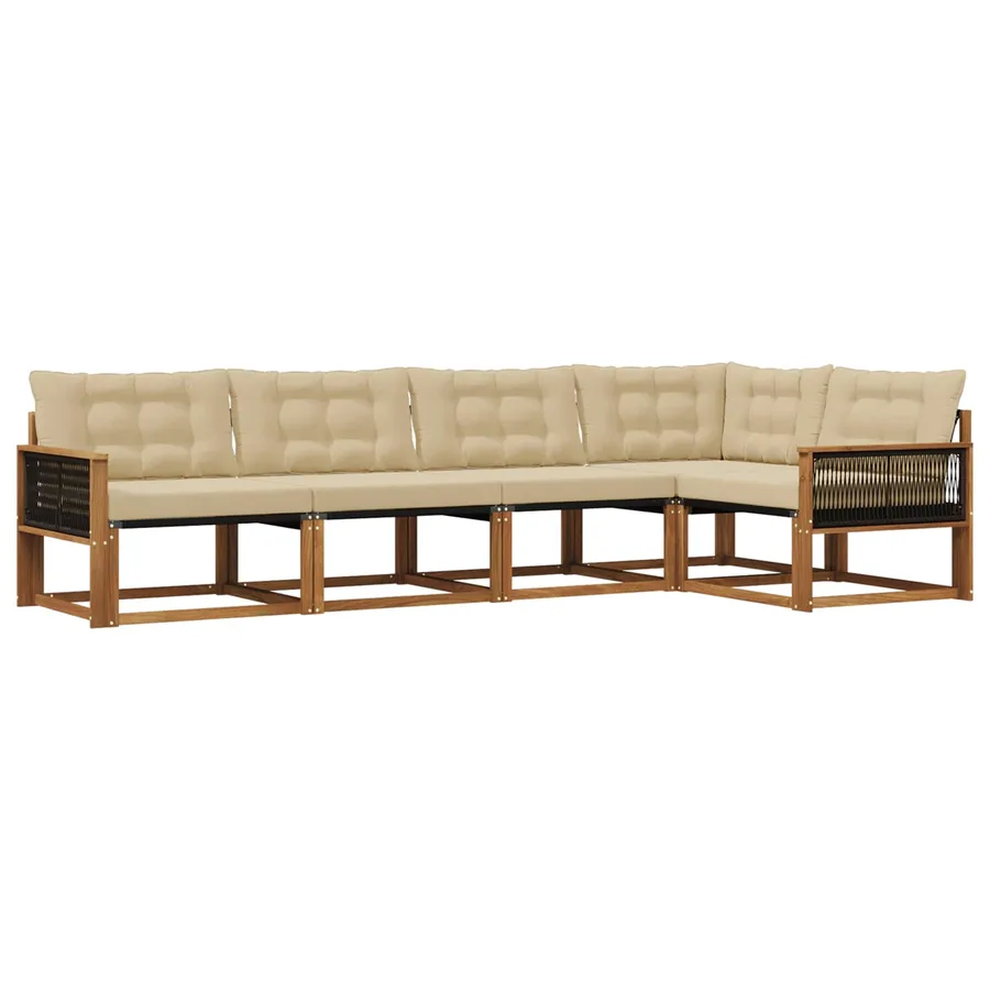 Ensemble de canapés d'extérieur 5 pcs Naturel et Beige - 2