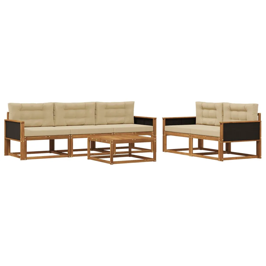 Ensemble de canapés d'extérieur 6 pcs Naturel et Beige - 2