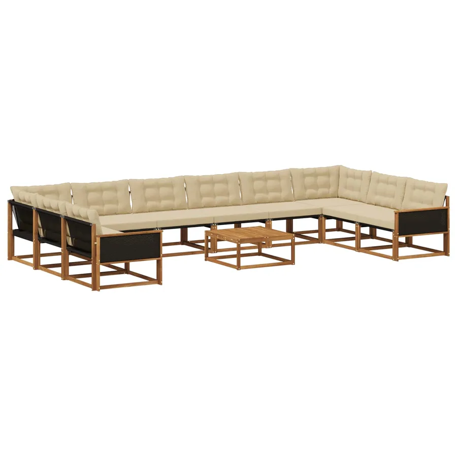 Ensemble de canapés d'extérieur 11 pcs Naturel et Beige - 2
