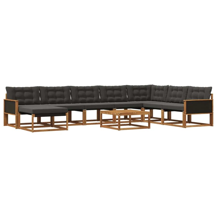 Ensemble de canapés d'extérieur 9 pcs Naturel et noir - 2