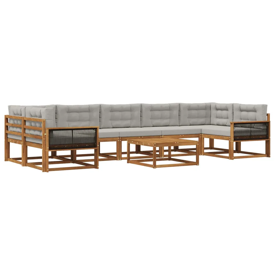 Ensemble de canapés d'extérieur 8 pcs Naturel et Gris clair - 2