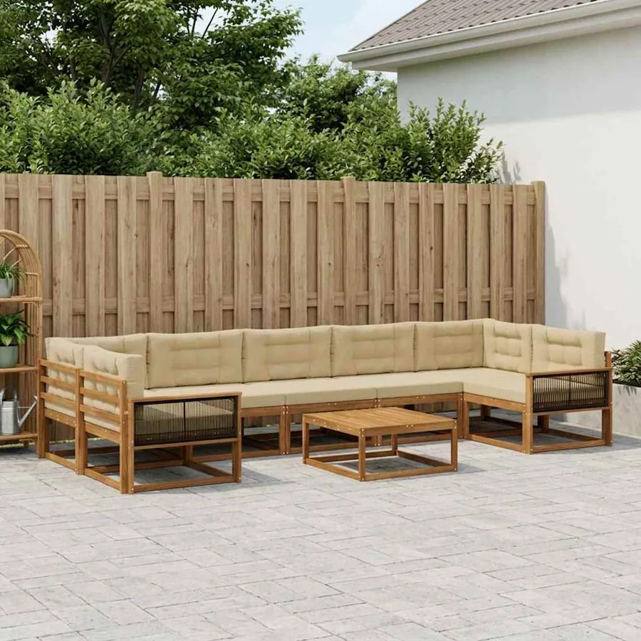 Ensemble de canapés d'extérieur 8 pcs Naturel et Beige