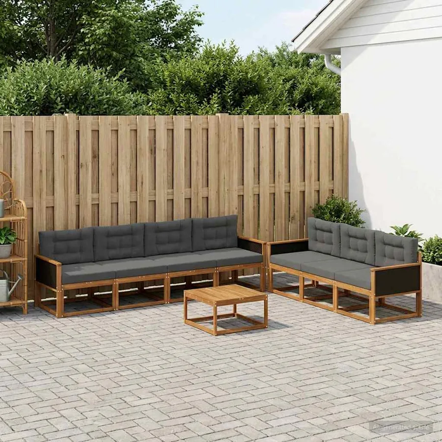 Ensemble de canapés d'extérieur 8 pcs Naturel et Anthracite