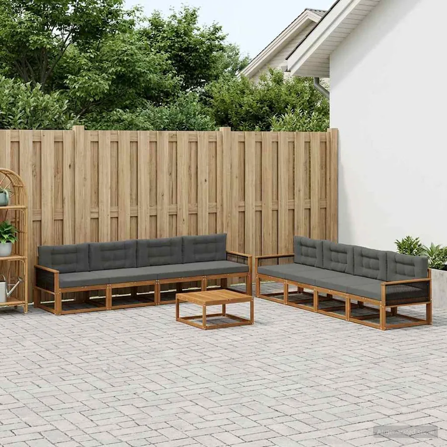 Ensemble de canapés d'extérieur 9 pcs Naturel et Anthracite