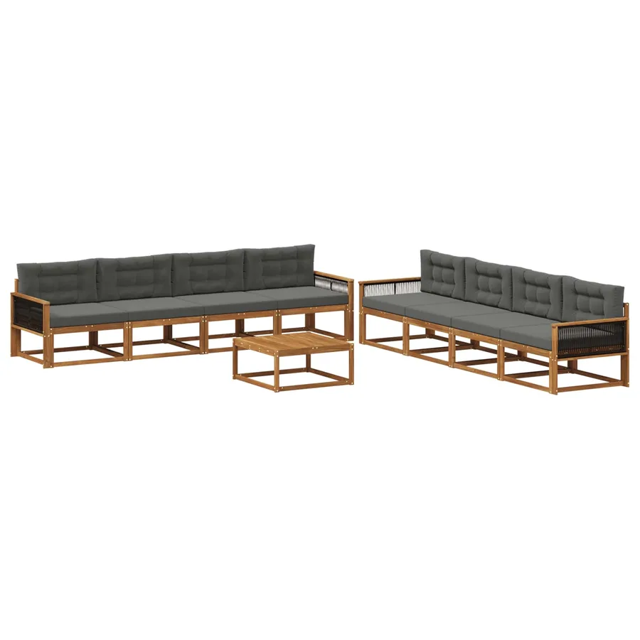 Ensemble de canapés d'extérieur 9 pcs Naturel et Anthracite - 2