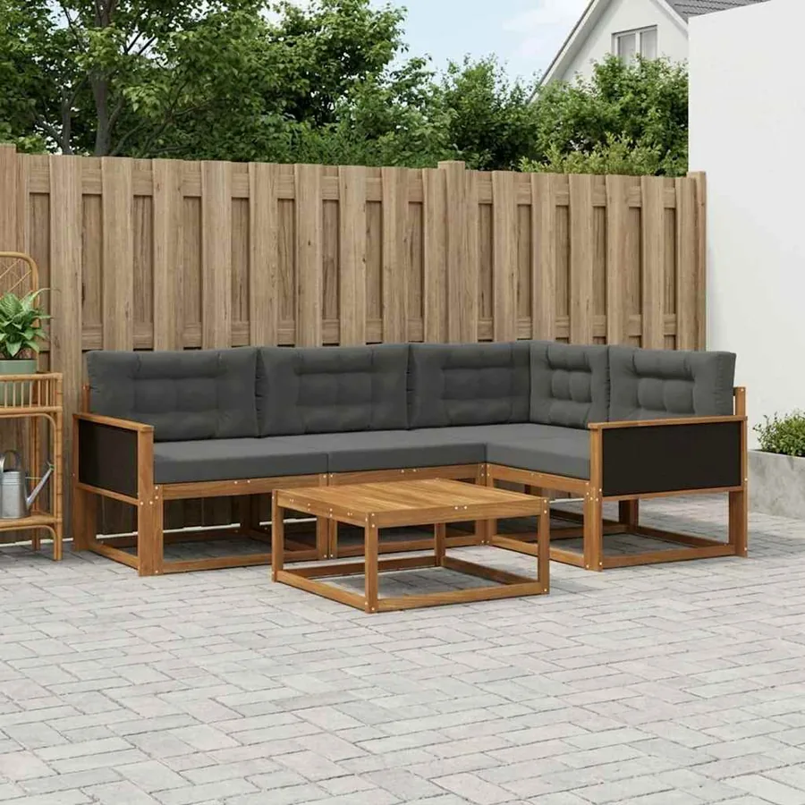 Ensemble de canapés d'extérieur 5 pcs Naturel et Anthracite