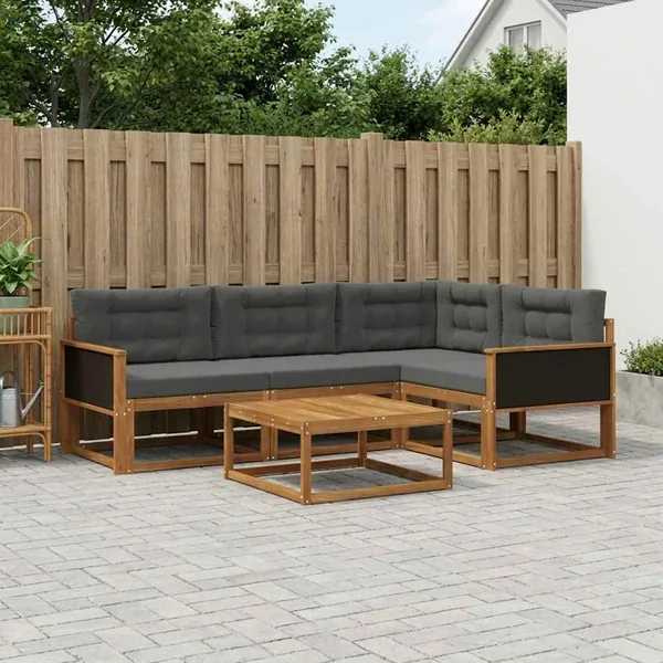 Ensemble de canapés d'extérieur 5 pcs Naturel et Anthracite