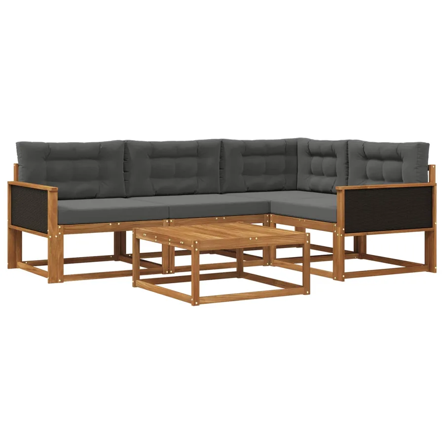 Ensemble de canapés d'extérieur 5 pcs Naturel et Anthracite - 2