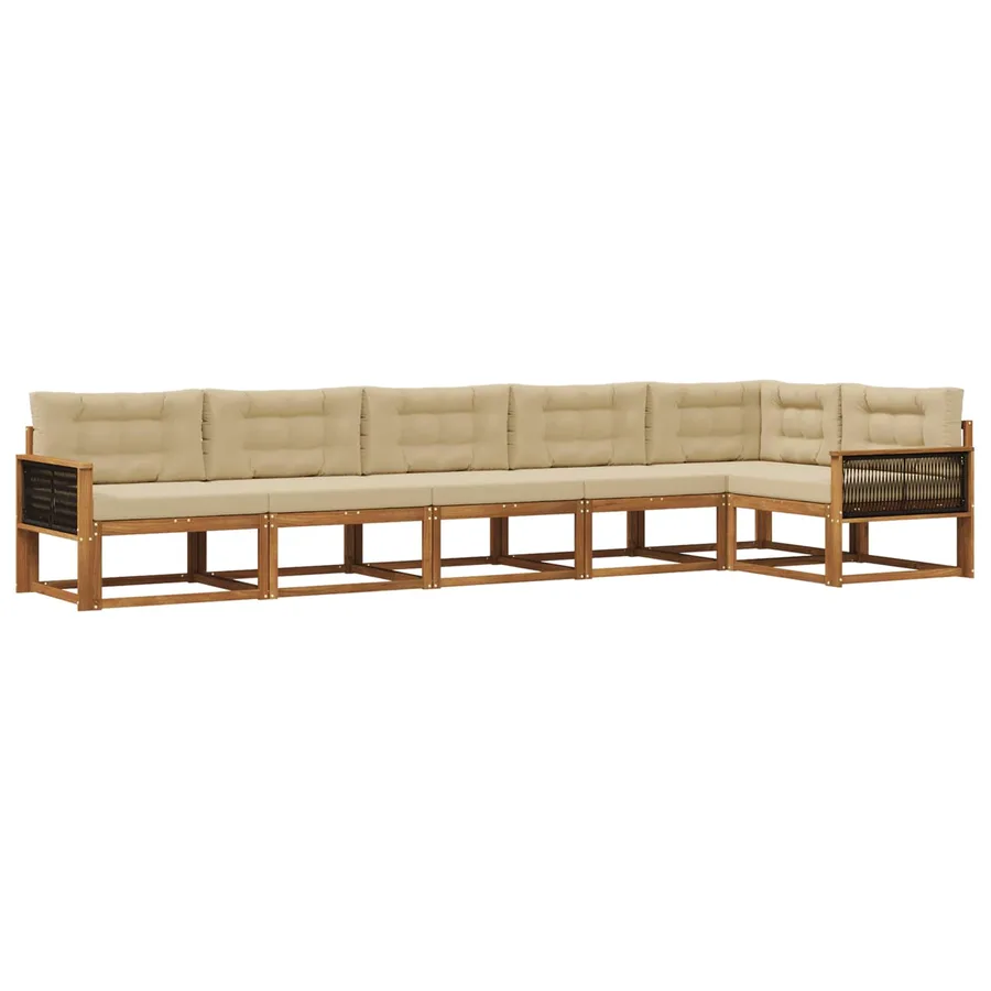 Ensemble de canapés d'extérieur 6 pcs Naturel et Beige - 2