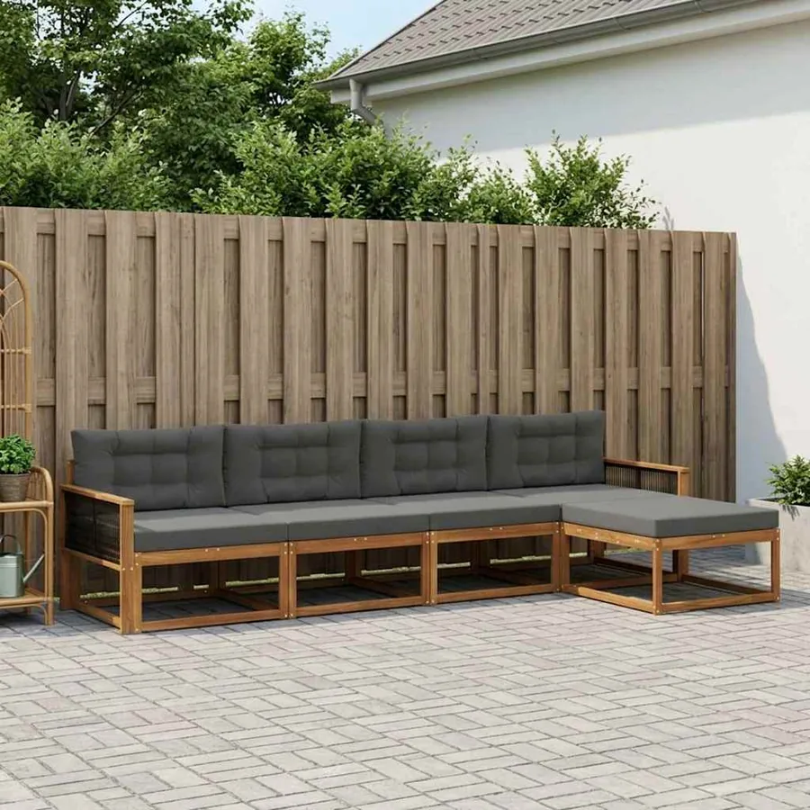 Ensemble de canapés d'extérieur 5 pcs Naturel et Anthracite