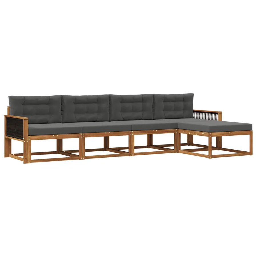 Ensemble de canapés d'extérieur 5 pcs Naturel et Anthracite - 2