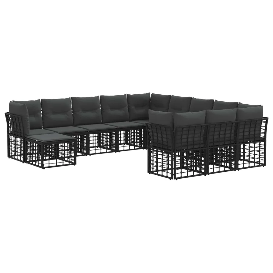Ensemble de canapés d'extérieur 12 pcs Noir et Gris foncé - 2