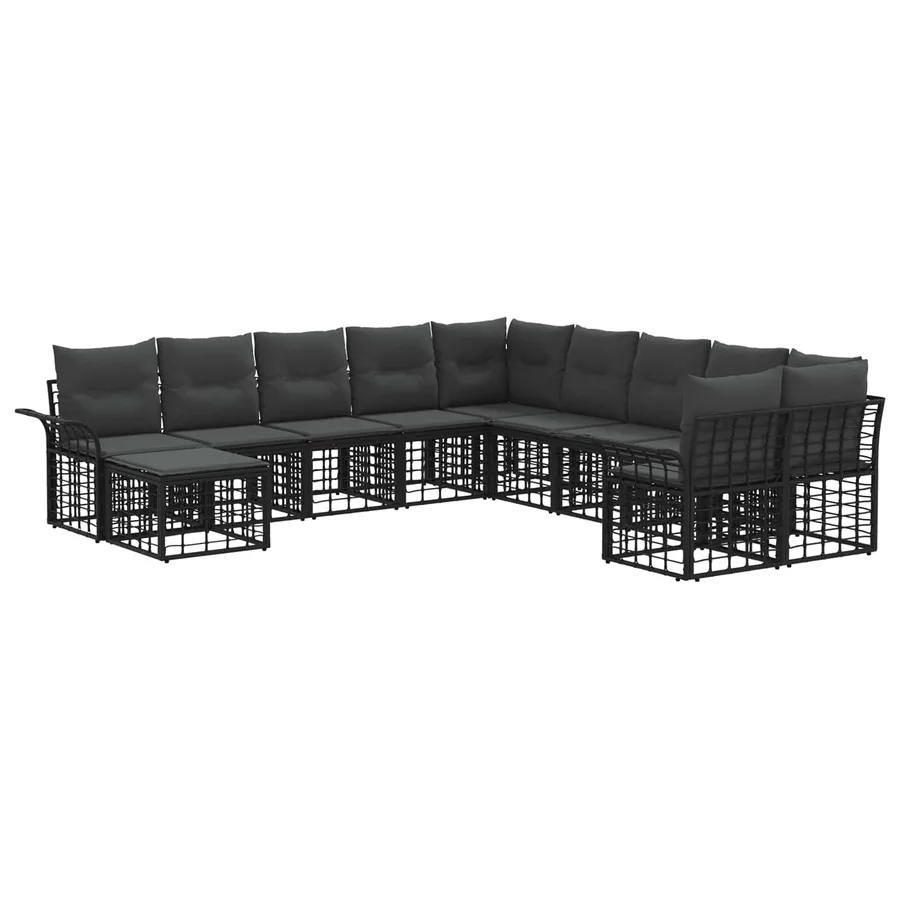 Ensemble de canapés d'extérieur 11 pcs Noir et Gris foncé - 2