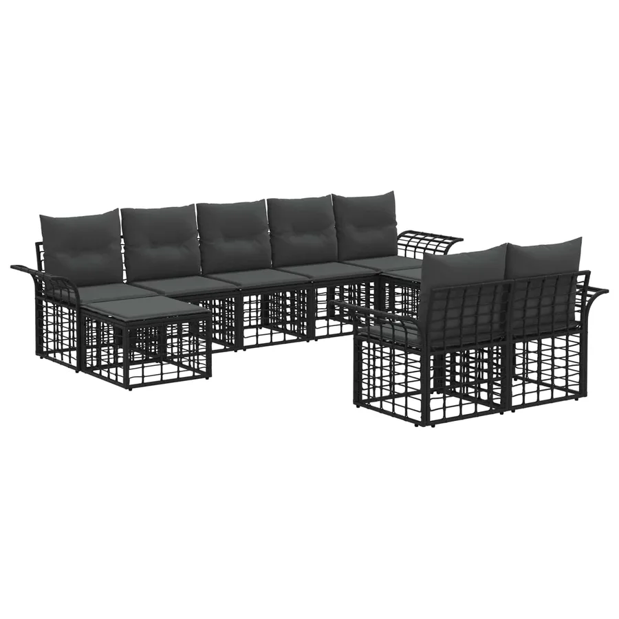 Ensemble de canapés d'extérieur 9 pcs Noir et Gris foncé - 2