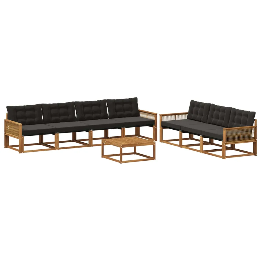 Ensemble de canapés d'extérieur 8 pcs Naturel et noir - 2