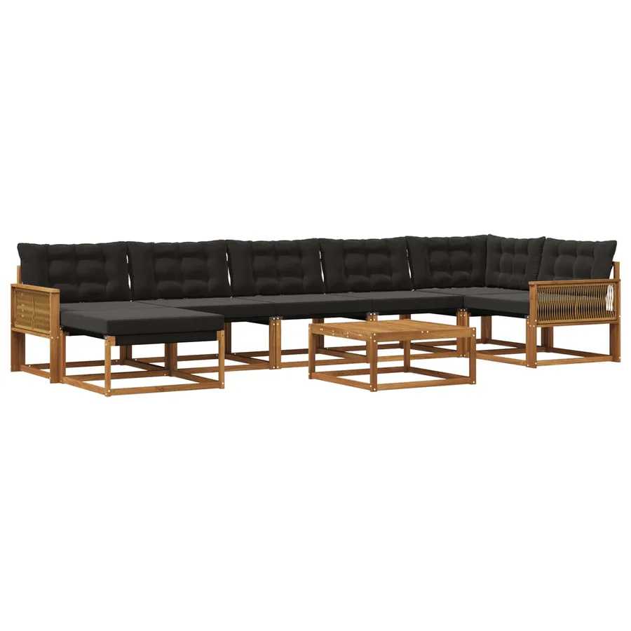 Ensemble de canapés d'extérieur 8 pcs Naturel et noir - 2