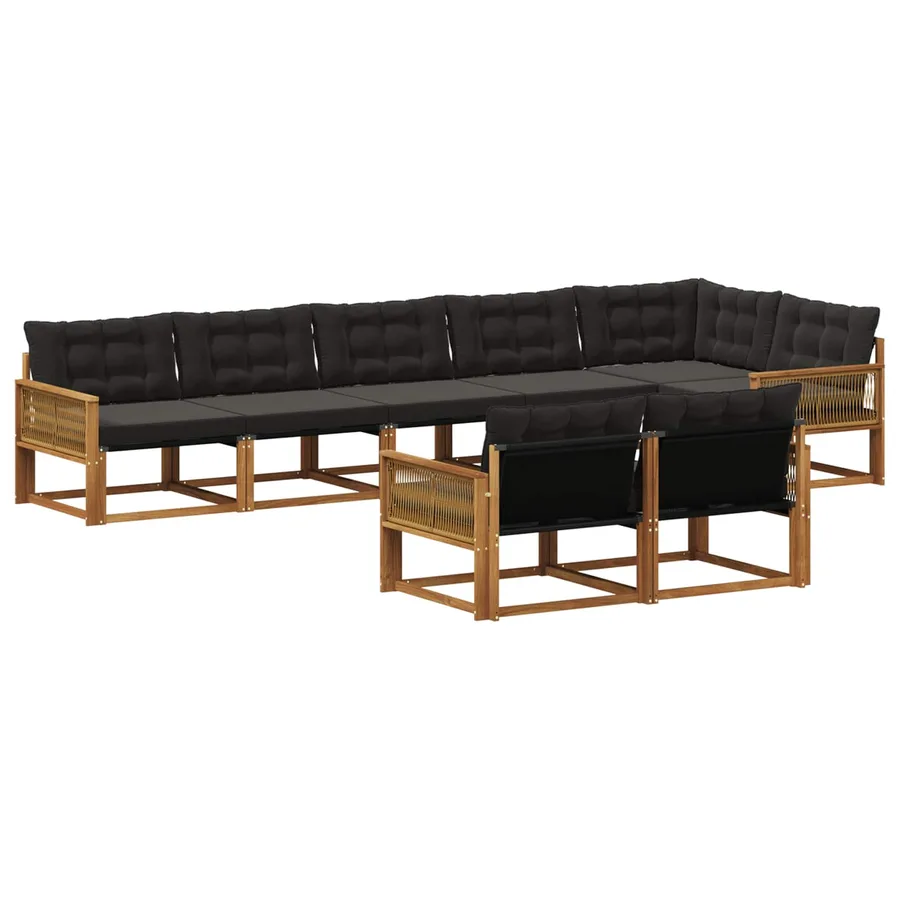 Ensemble de canapés d'extérieur 8 pcs Naturel et noir - 2