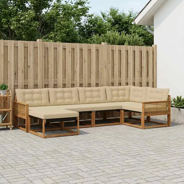 Ensemble de canapés d'extérieur 6 pcs Naturel et Beige