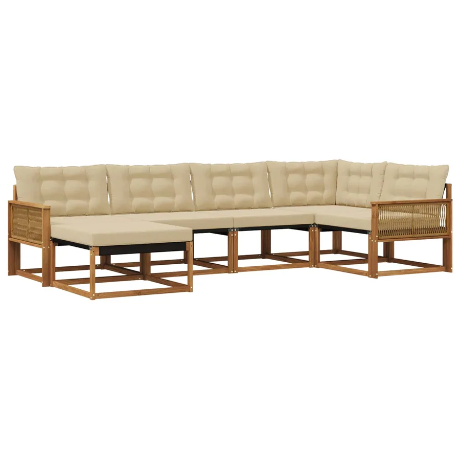 Ensemble de canapés d'extérieur 6 pcs Naturel et Beige - 2