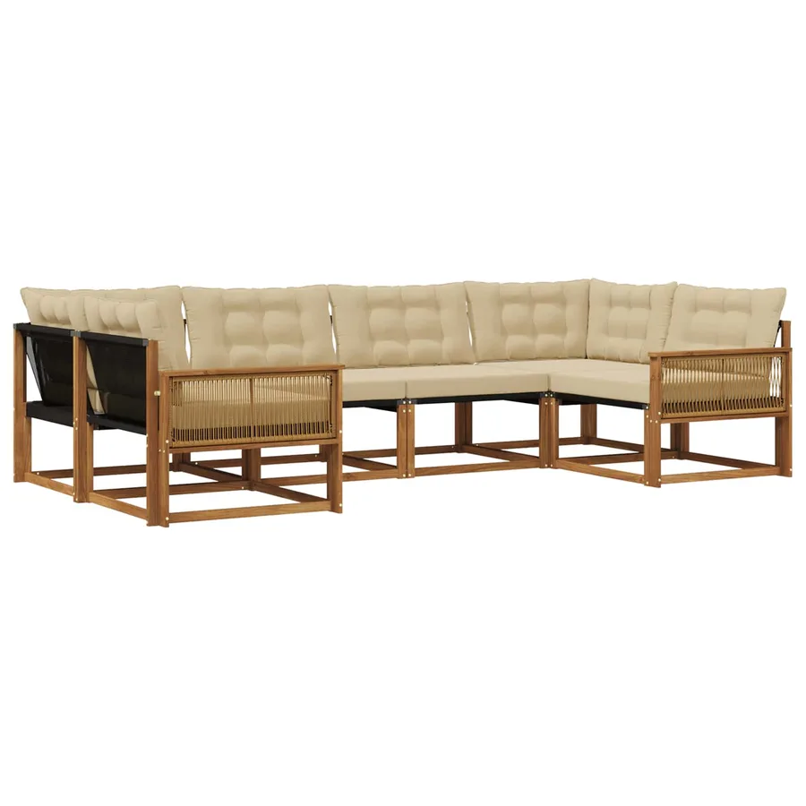 Ensemble de canapés d'extérieur 6 pcs Naturel et Beige - 2