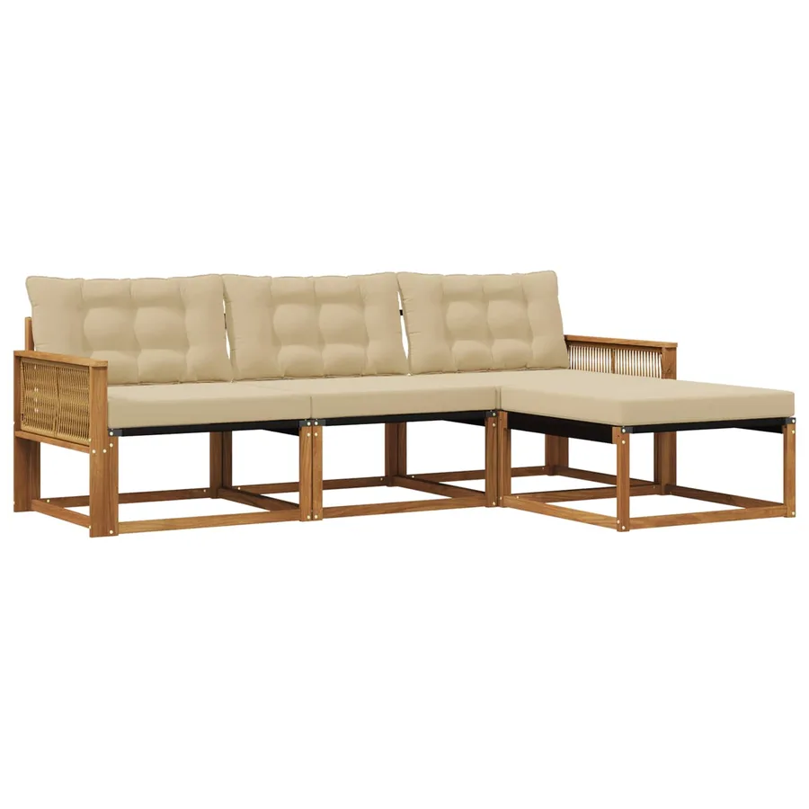 Ensemble de canapés d'extérieur 4 pcs Naturel et Beige - 2